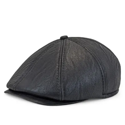 Кепка восьмиклинка из экокожи VladAltex 57 Черный 10-28
