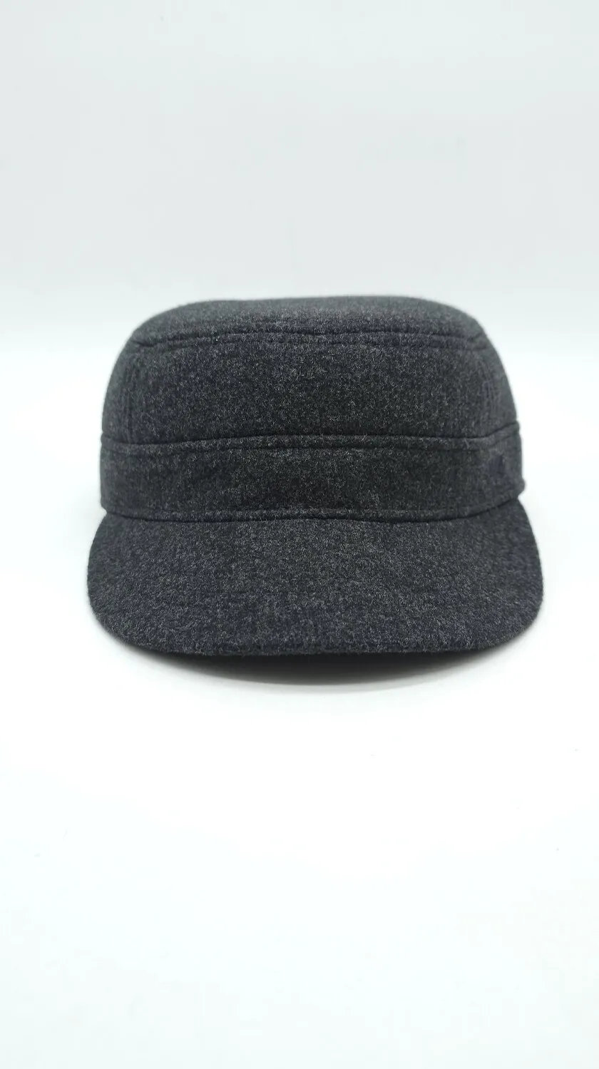 Кепка німка кашемірова утеплена з вухами Mazur S/55-56 Темно-сірий  NK3-KW1150 