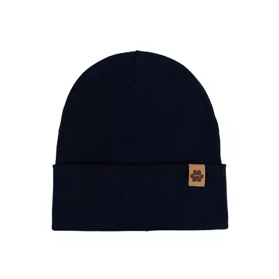 Шапка трикотажна з манжетом в рубчик з нашивкою Патік Talvi 50-52 Темно-синій