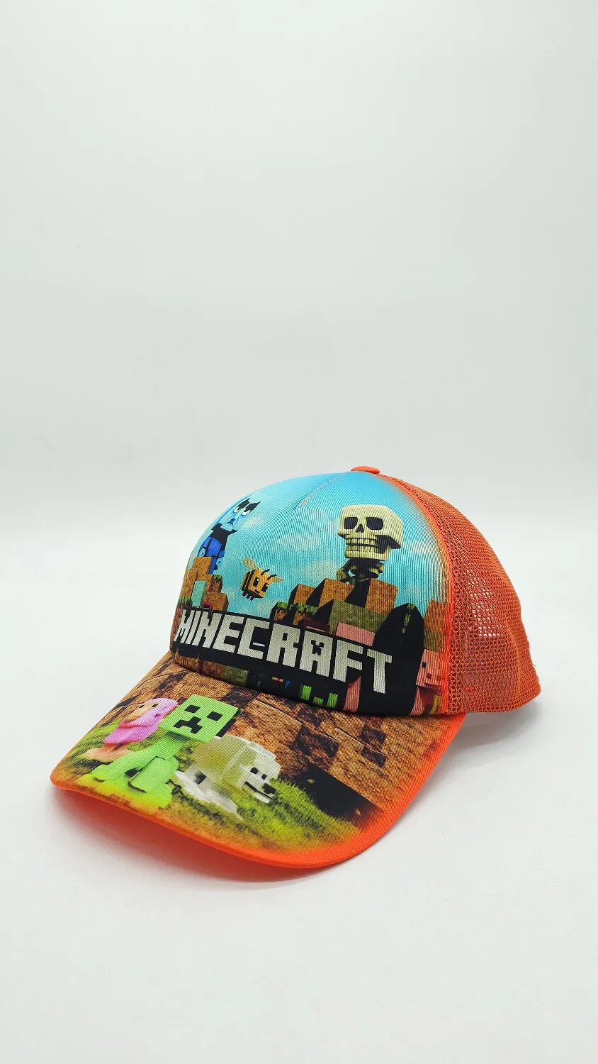 Бейсболка з сіткою та малюнком Minecraft SKELETON 52-55 Помаранчевий 