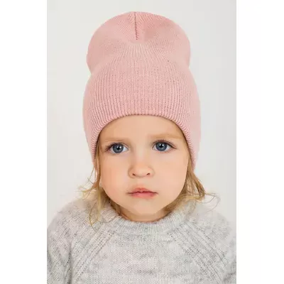 Шапка пряма подвійна подовжена дрібної в’язки Peri Cascona 52-58 Світло-пудровий