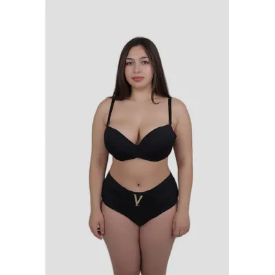 Купальник роздільний балконет з тканинним оздобленням 24201 Teres 42 Чорний 12515