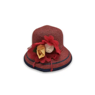 Капелюх жіночий клош з квіткою Fortune 55-57 Червоний