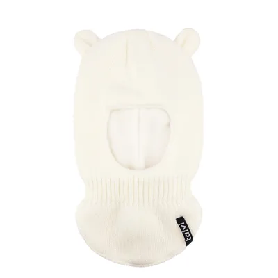 Шапка балаклава шолом в’язана з вушками на флісовій підкладці Мімі Talvi 44-46 Білий 12144