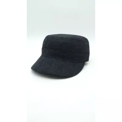 Кепка німка тіарова утеплена з вухами в приховану клітинку Mazur M/57-58 Чорний  NK2-OR52