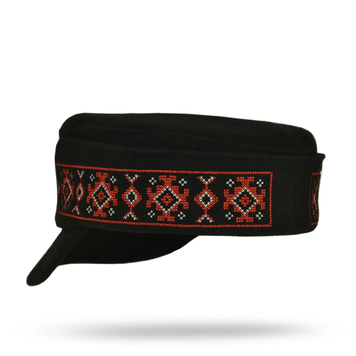 Кепка німка мазепинка бандерівка австрійка кашемірова з кокардою та вишивкою VladAltex 56 Чорний 01460-19 