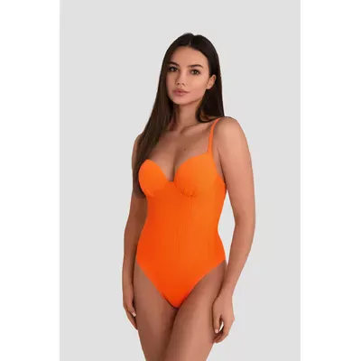 Купальник суцільний балконет в рубчик 22213D Teres 38 Помаранчевий 12458