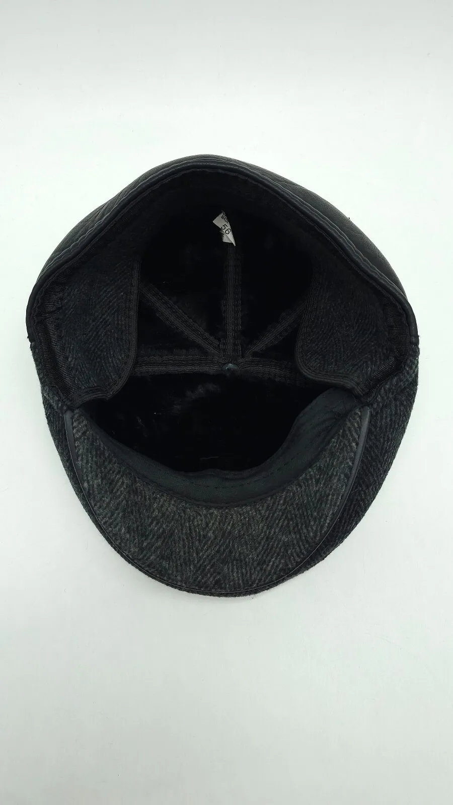 Кепка пятиклинка кашемировая в ёлочку на меху 56 Темно-серый 15810 