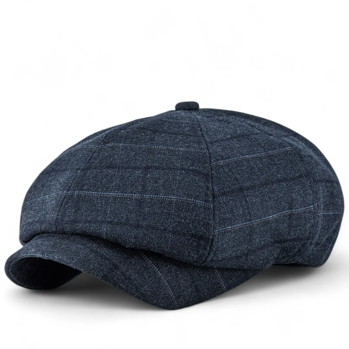 Кепка восьмиклинка хуліганка NewsBoy cap вовняна в клітинку VladAltex 52 Темно-синій 6329-26 