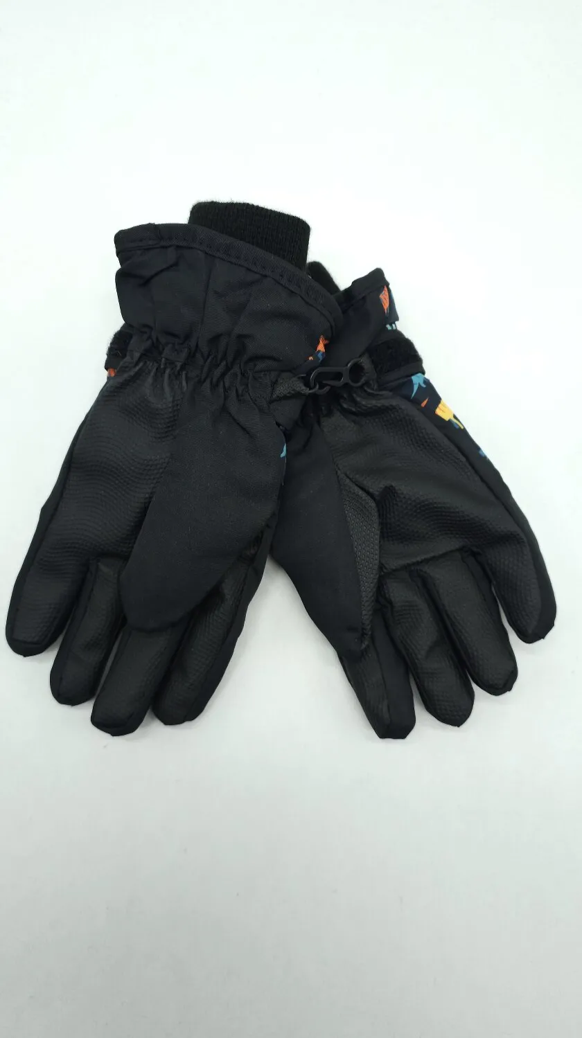 Перчатки детские лыжные плащевые C-2201 LUCKYLOONG L- XL Черный с желтым 