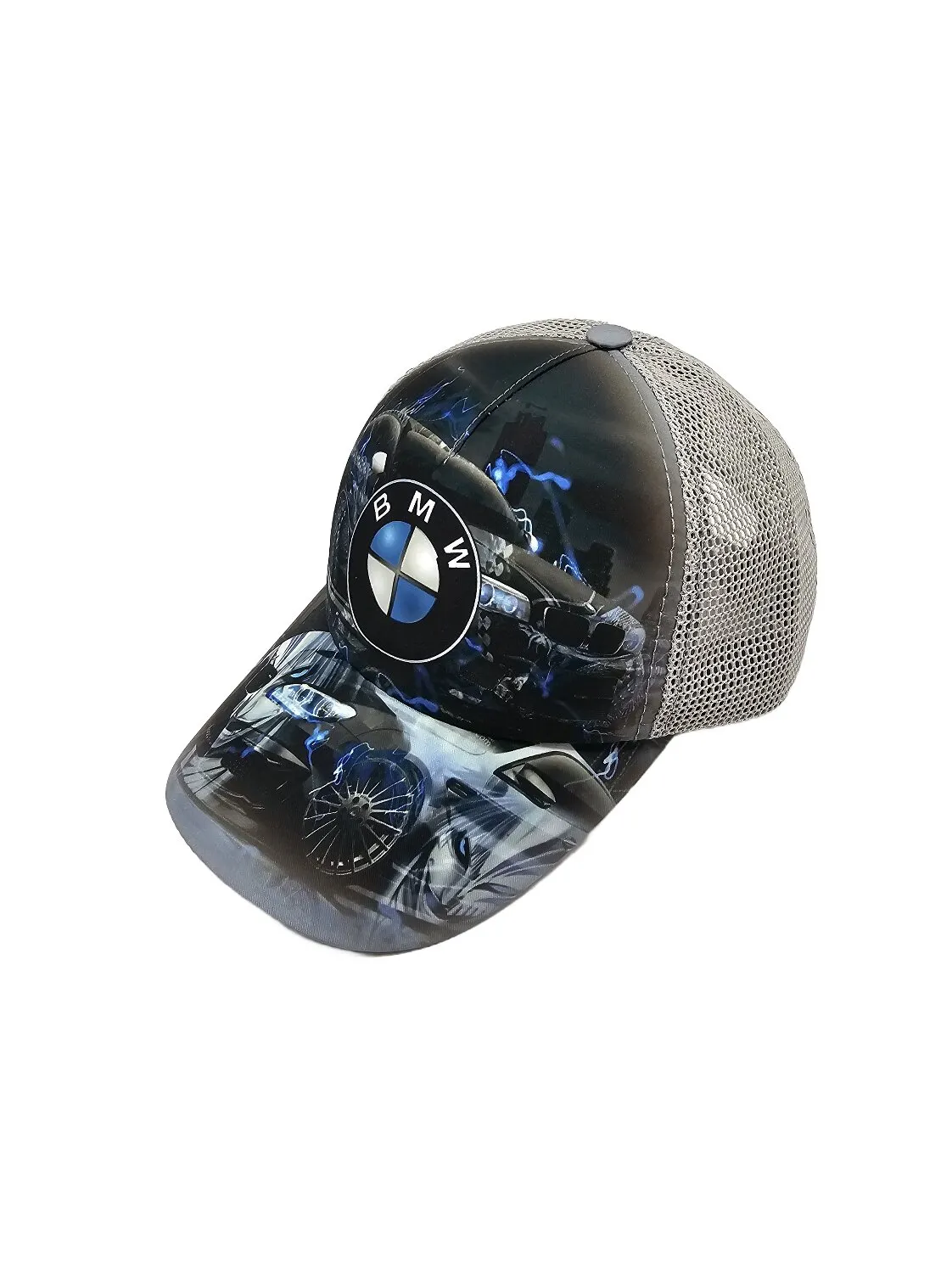 Бейсболка з сіткою та малюнком BMW 52-55 Сірий 13844 