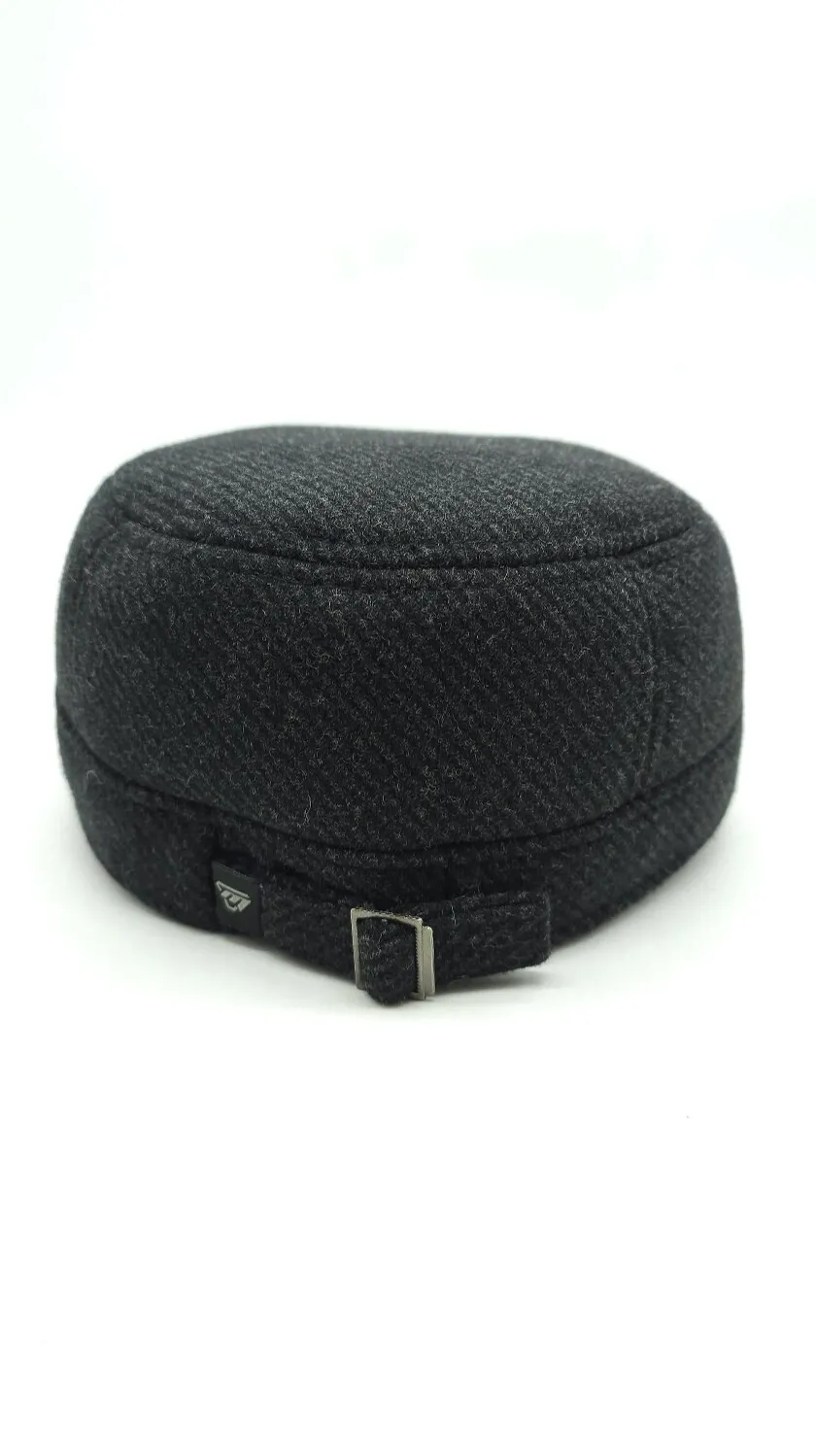 Кепка німка кашемірова утеплена з вухами Mazur S/55-56 Темно-сірий  NK3-KW68 