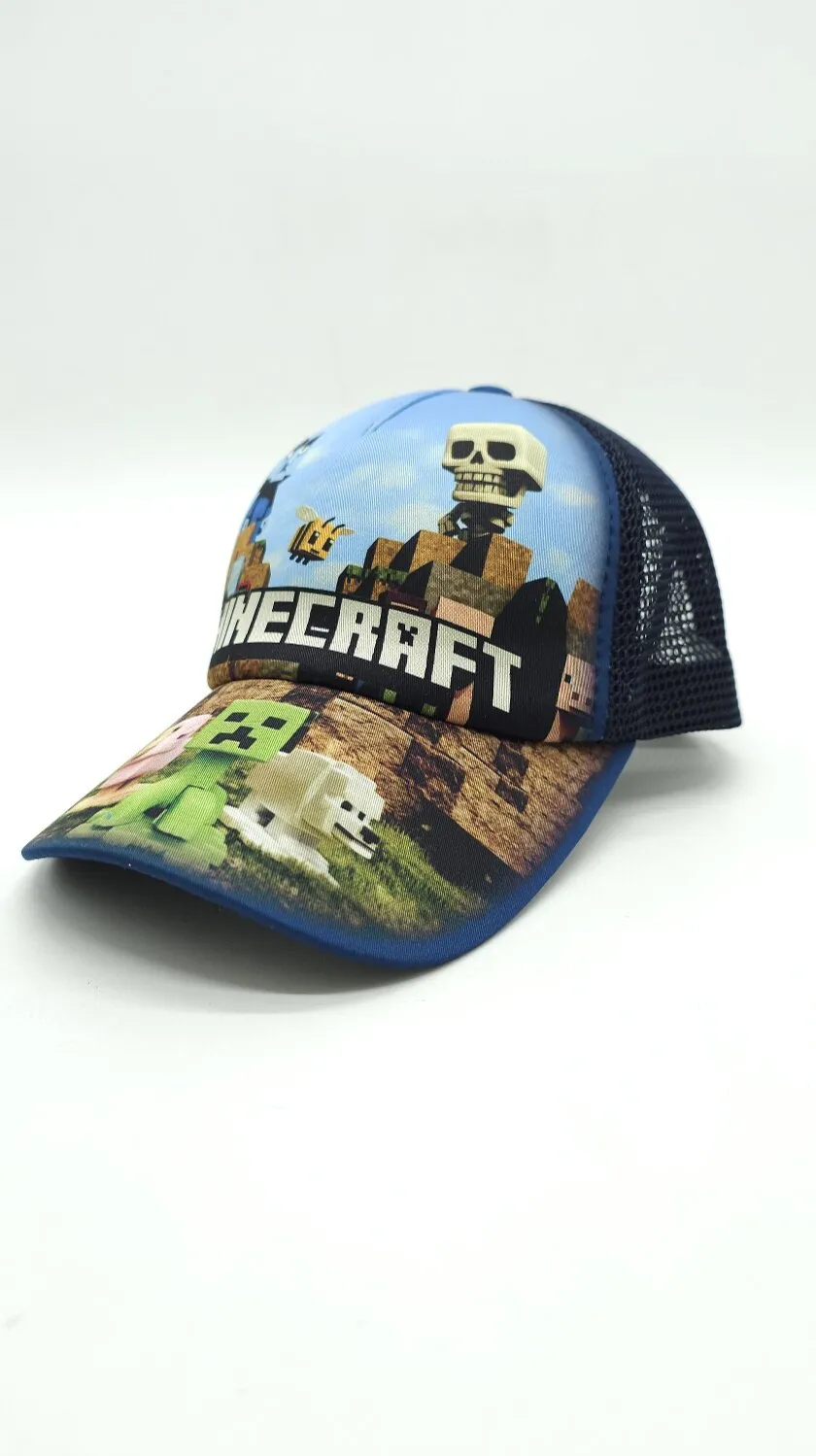 Бейсболка с сеткой и рисунком Minecraft SKELETON 52-55 Темно-синий 