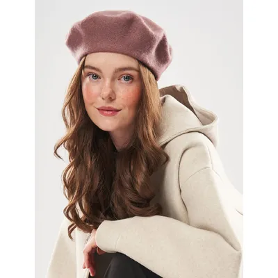 Берет класичний однотонний вовняний 56-58 Fortune Пудровий перламутр