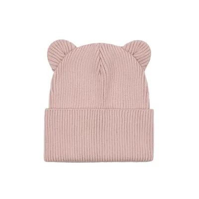 Шапка в’язана одинарна з вушками та відворотом Віккі Talvi 46-48 Світло-пудровий 14682