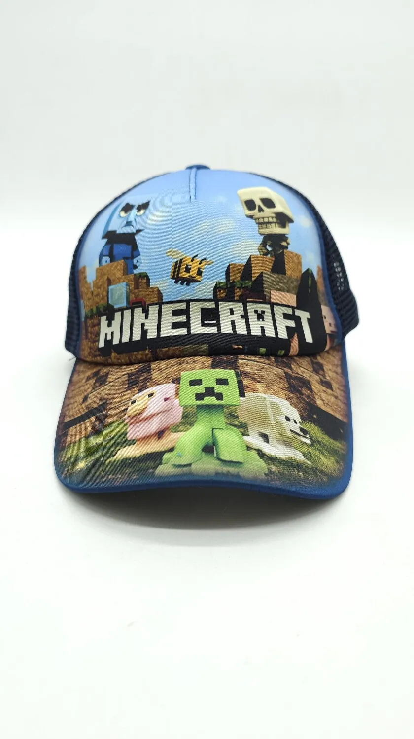 Бейсболка с сеткой и рисунком Minecraft SKELETON 52-55 Темно-синий 