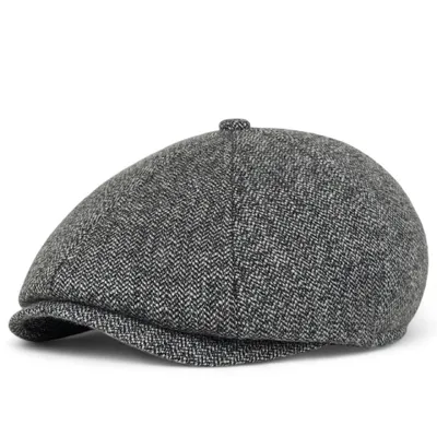 Кепка восьмиклинка твідова в ялинку VladAltex 55 Темно-сірий 1135-28