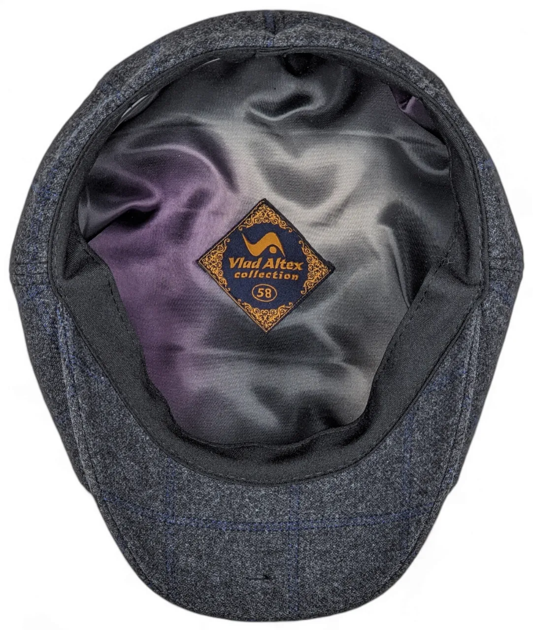 Кепка восьмиклинка хуліганка вовняна в клітинку VladAltex 56 Темно-сірий 19101-26 