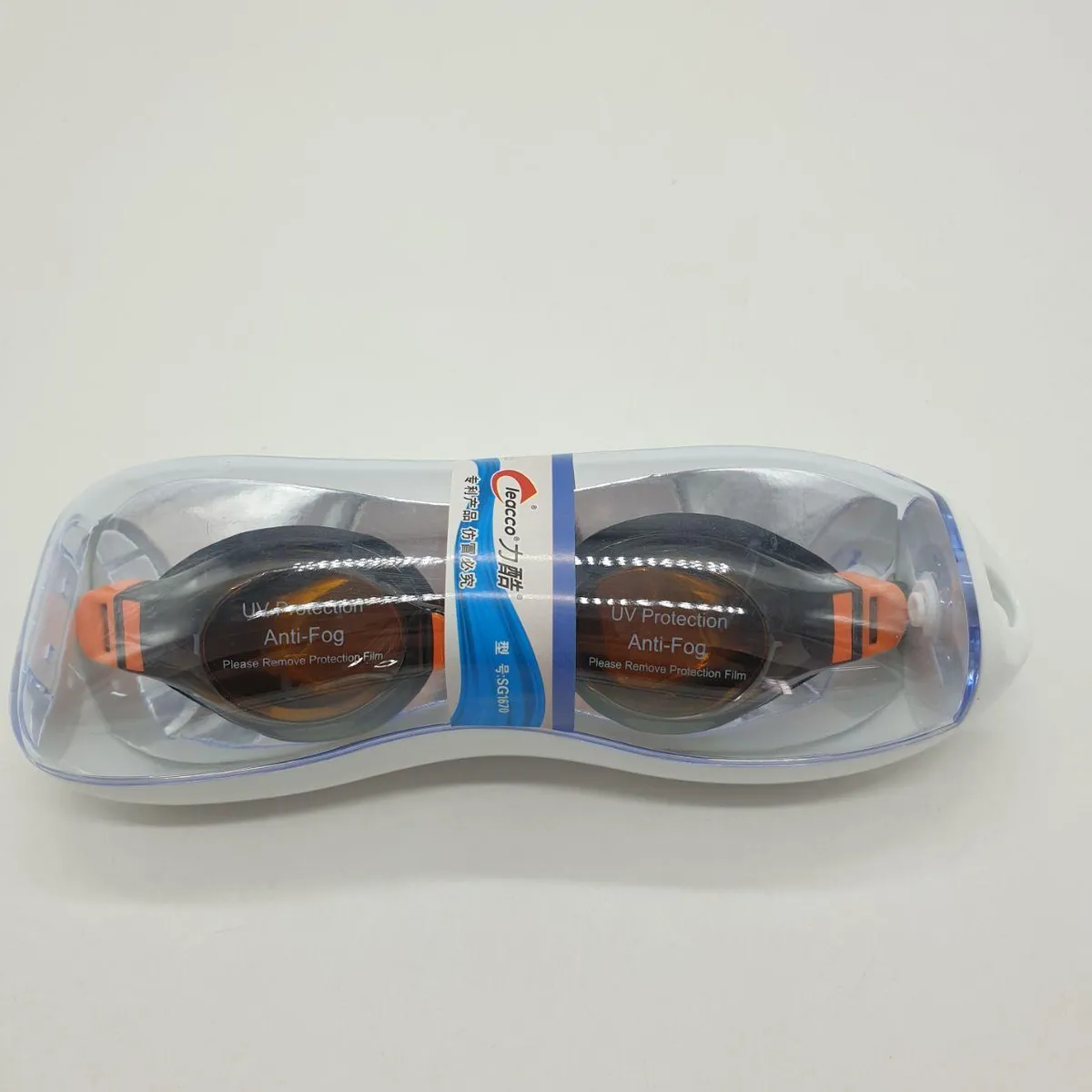 Очки для плавания Leacco one size Черный с оранжевым SG1670 