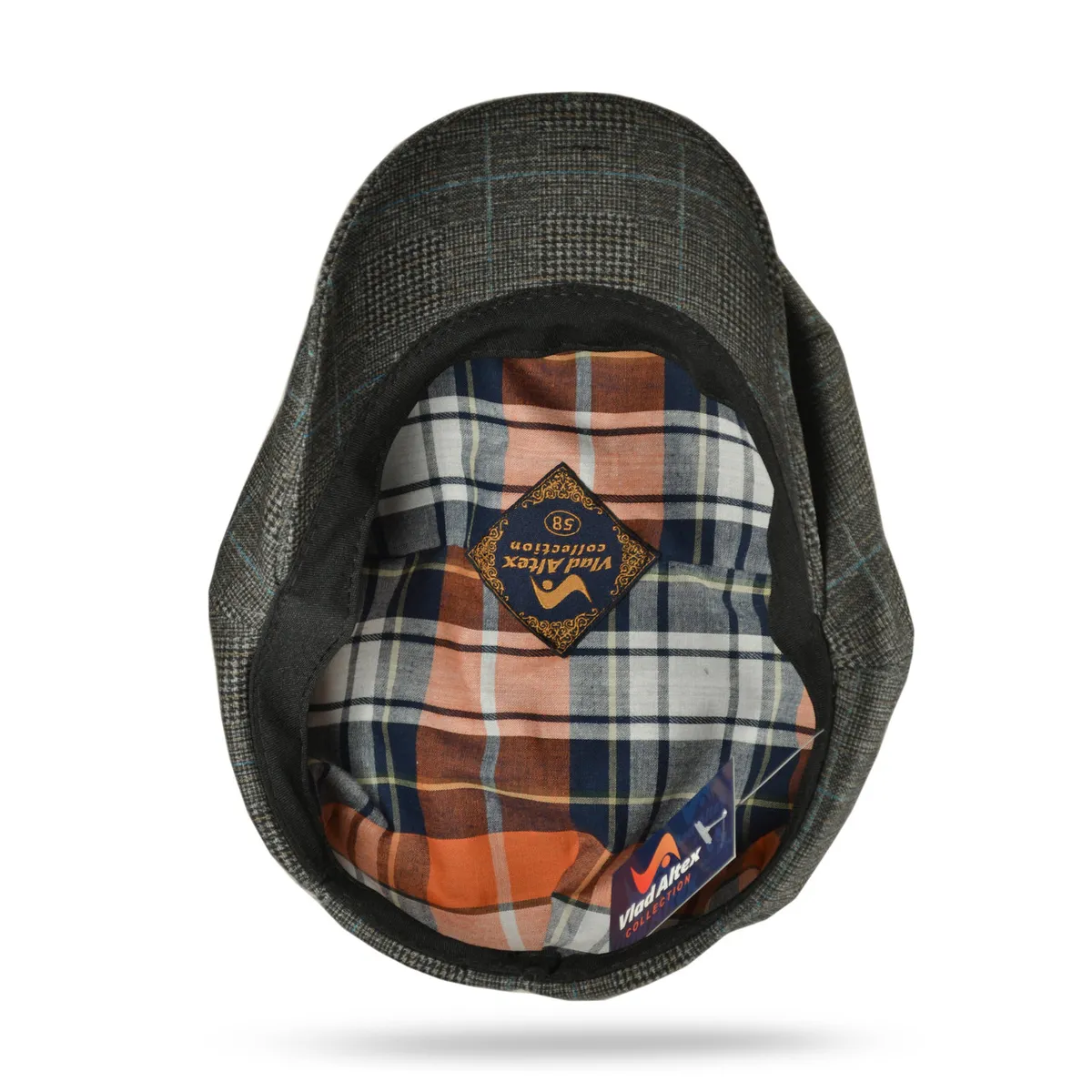 Кепка восьмиклинка хуліганка вовняна в дрібну клітинку VladAltex 56 Темно-сірий 401-26 