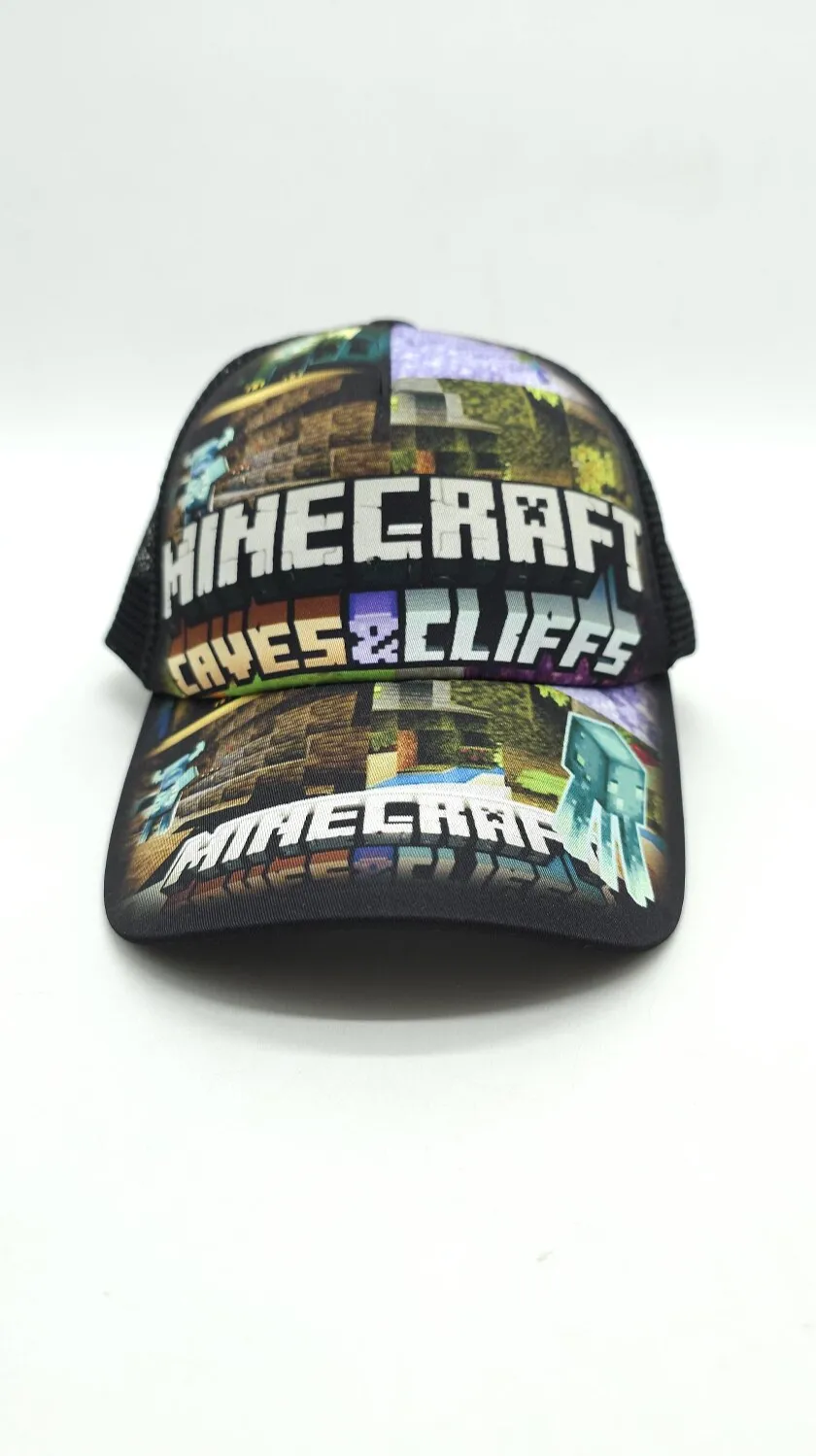 Бейсболка з сіткою та малюнком Minecraft Caves&Cliffs 52-55 Чорний 