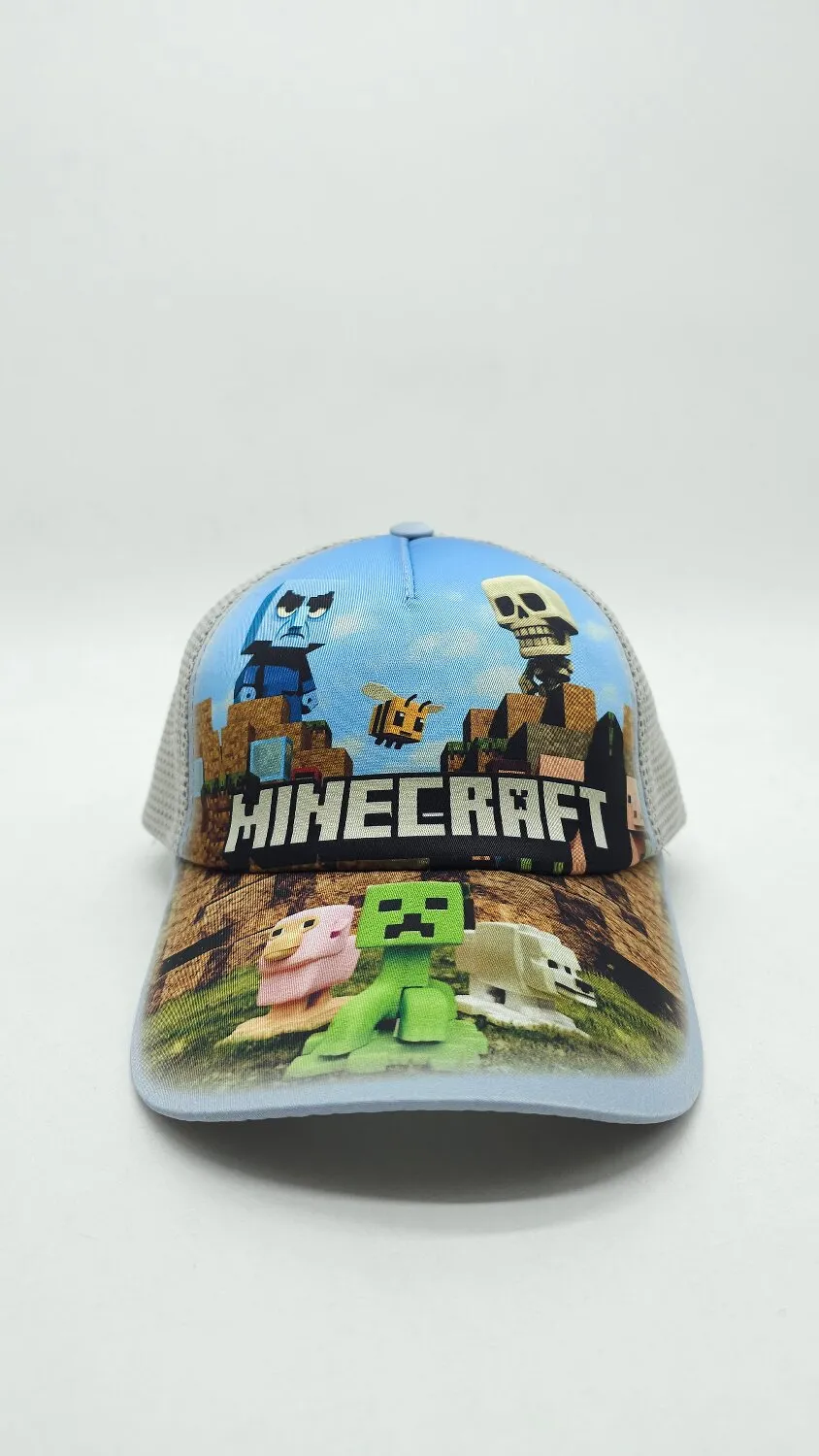 Бейсболка з сіткою та малюнком Minecraft SKELETON 52-55 Сірий 