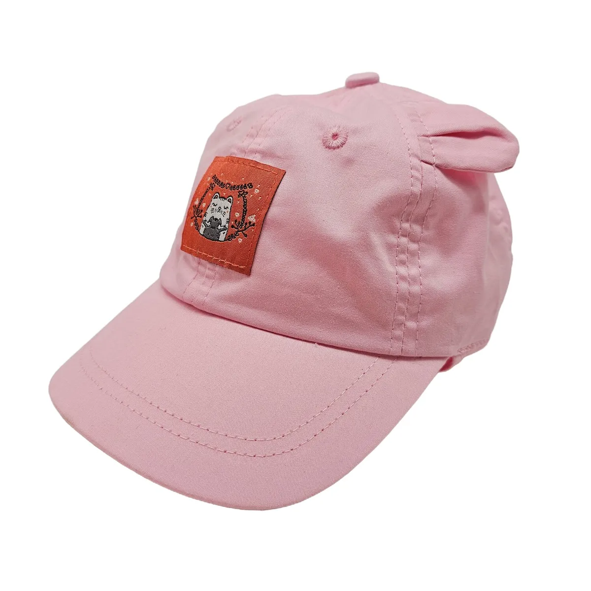 Бейсболка-бандана для дівчинки з вушками та котиком 50 Рожевий 