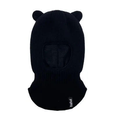 Шапка балаклава шолом в’язана з вушками на флісовій підкладці Мімі Talvi 40-42 Чорний 15864