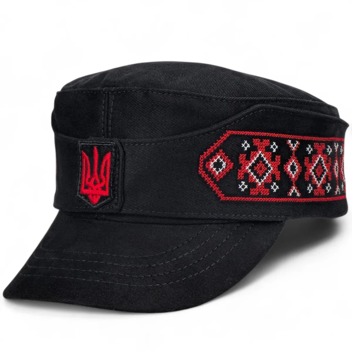 Кепка німка мазепинка бандерівка бавовняна з кокардою VladAltex 62 Чорний з червоним 29-460-19-4 