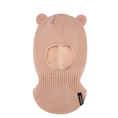 Шапка балаклава шолом в’язана з вушками на флісовій підкладці Мімі Talvi 40-42 Персиковий 15867