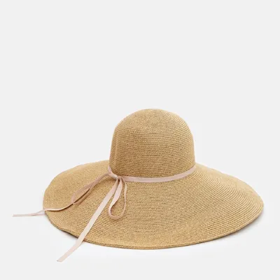 Шляпа однотонная с широкими полями и лентой Fortune 54-56 Бежевый SM461
