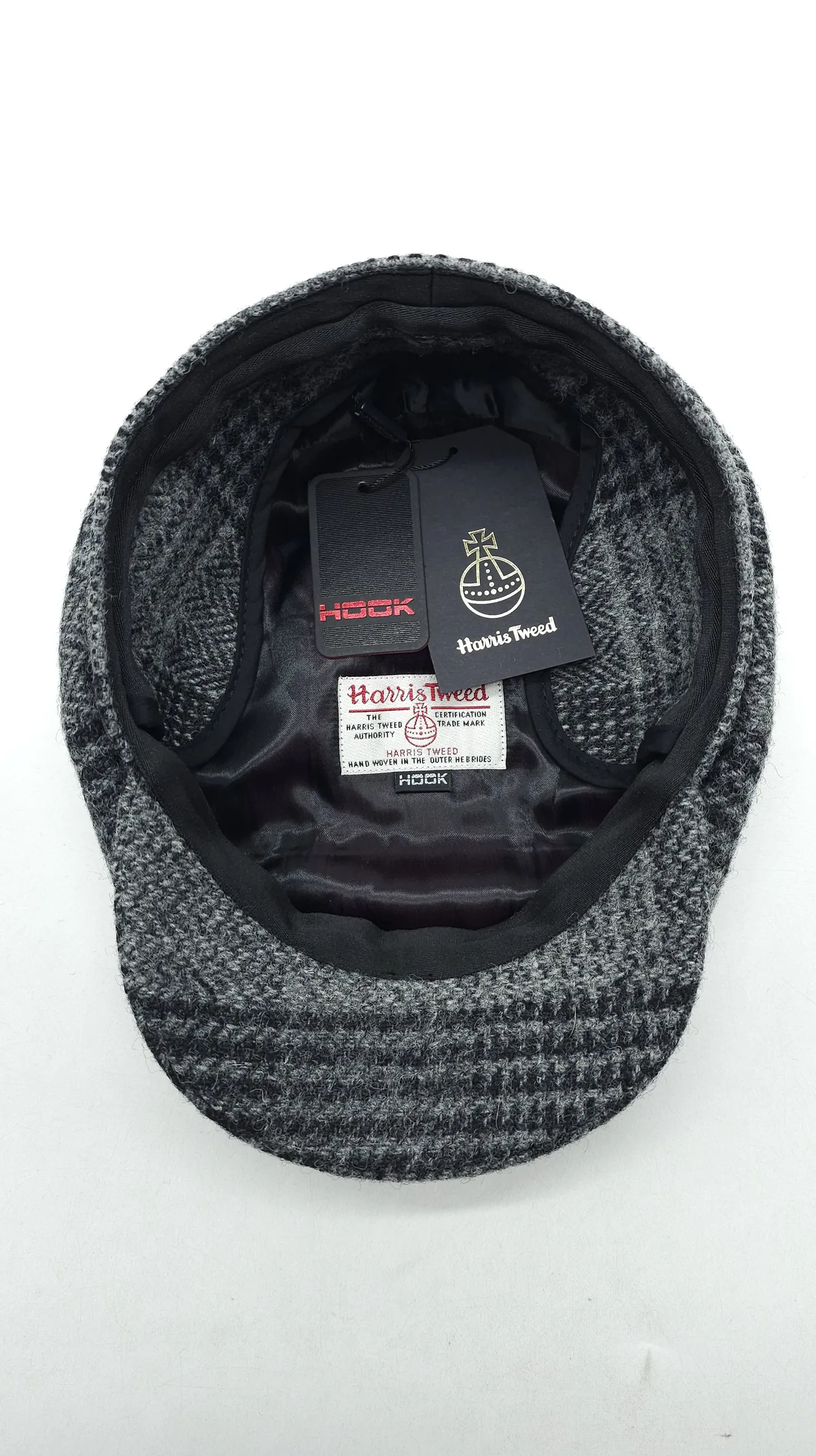 Кепка восьмиклинка хуліганка вовняна в клітинку на ніжці 8-BRISCOLA HarrisTweed HOOK 56 Сірий HT-BA47D2 