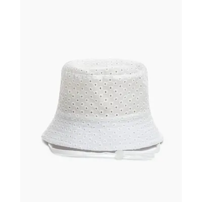 Панама бавовняна з зав'язками однотонна в квіточки AOLIKA 46 Білий