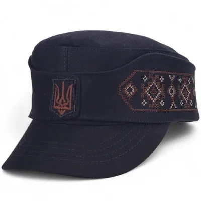 Кепка німка мазепинка бандерівка бавовняна з кокардою VladAltex 55 Чорний з коричневим 29-460-19-6