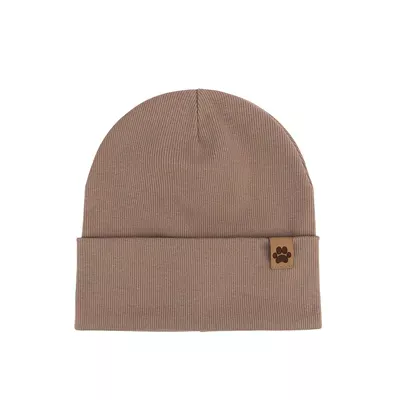 Шапка трикотажна з манжетом в рубчик з нашивкою Патік Talvi 50-52 Темно-бежевий