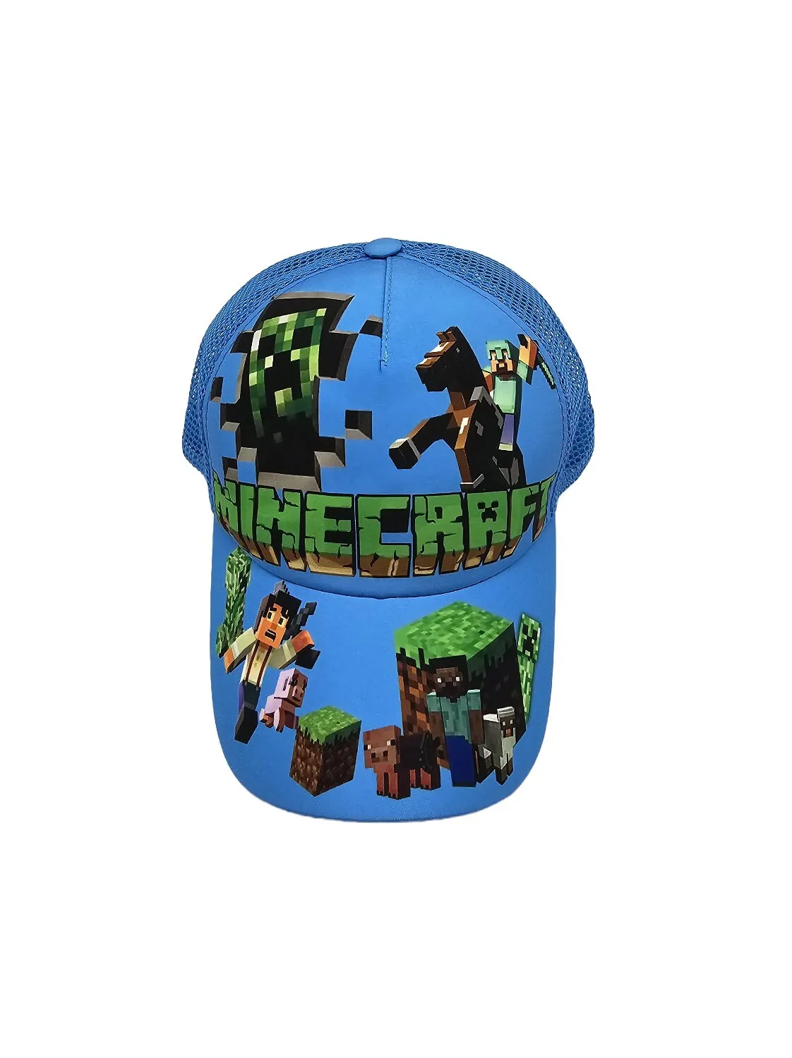 Бейсболка з сіткою та малюнком Minecraft 52-55 Блакитний 13841 