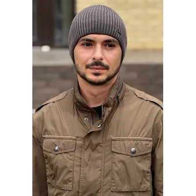 Шапка чоловіча середньої в'язки з манжетом на флісовій підкладці Henry Flip Cascona 55-58 Какао