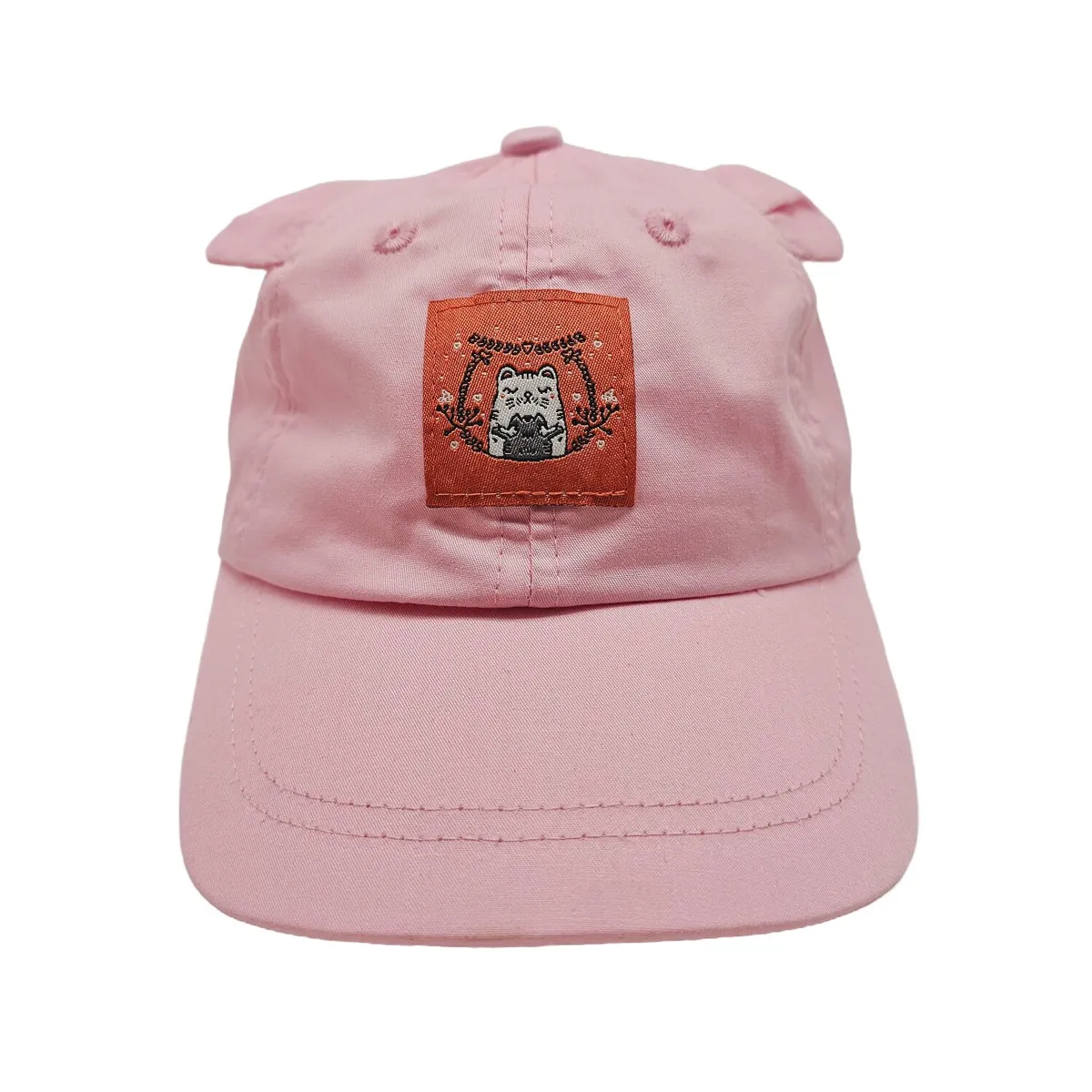 Бейсболка-бандана для дівчинки з вушками та котиком 50 Рожевий 