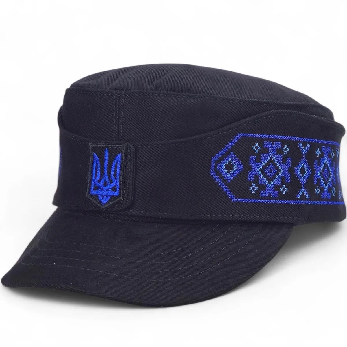 Кепка німка мазепинка бандерівка бавовняна з кокардою VladAltex 55 Чорний з синім 29-460-19-3 