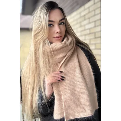 Шалик ангоровий одношаровий Felicia Cascona 180x23см Бежевий