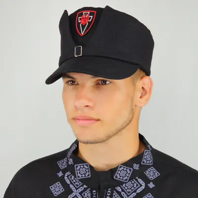 Кепка німка мазепинка бандерівка австрійка УПА кашемірова з кокардою VladAltex 56 Чорний 222-19