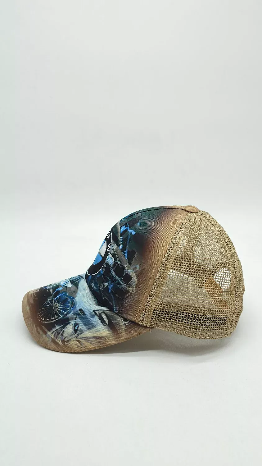 Бейсболка з сіткою та малюнком BMW 52-55 Бежевий 