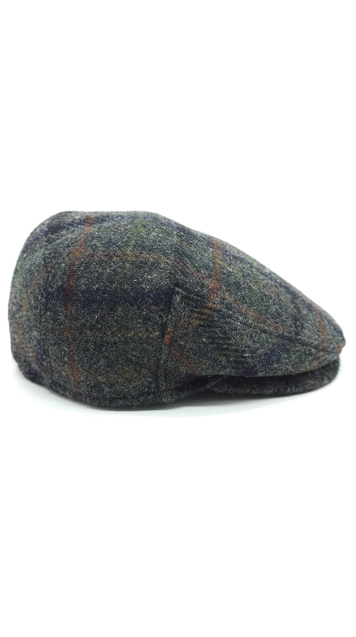 Кепка пряма реглан вовняна в клітинку HarrisTweed HOOK 56 Cірий R-CF 