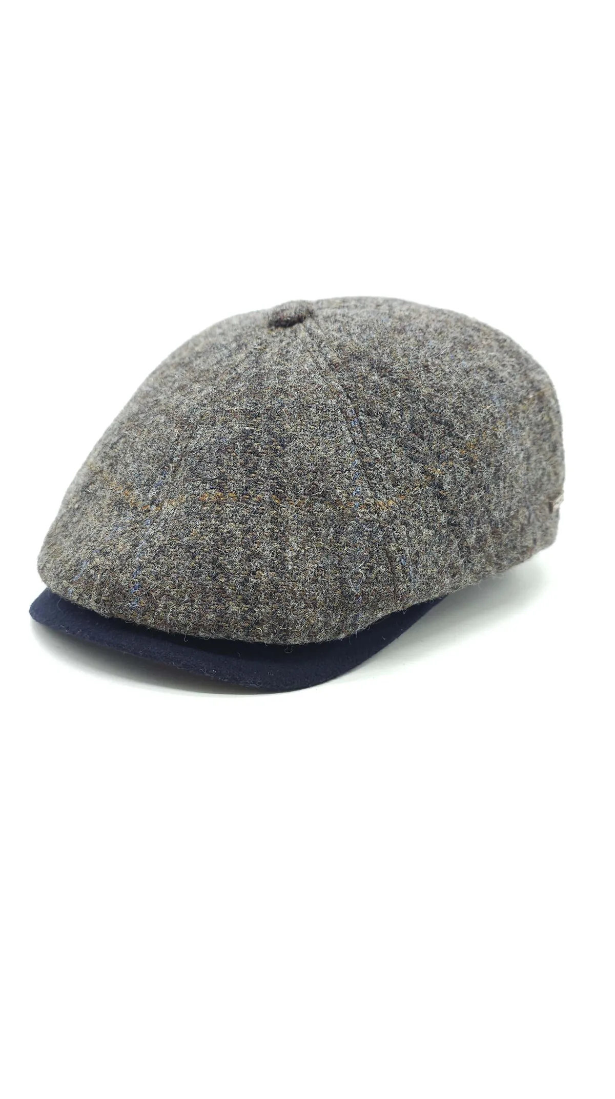 Кепка восьмиклинка вовняна в кольову клітинку 6-LEONARDO HarrisTweed HOOK 56 Коричневий HT-505C2 