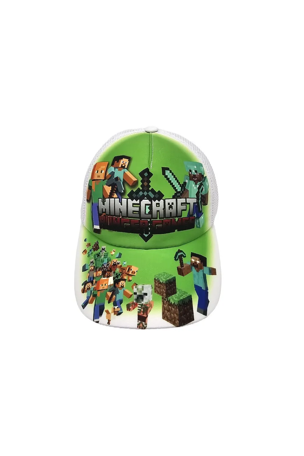 Бейсболка з сіткою та малюнком Minecraft Hunger Games 52-55 Білий з салатовим 14182 