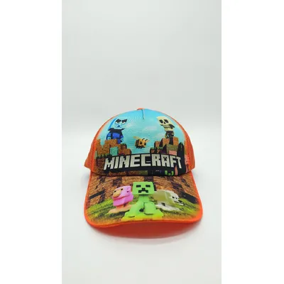 Бейсболка з сіткою та малюнком Minecraft SKELETON 52-55 Помаранчевий