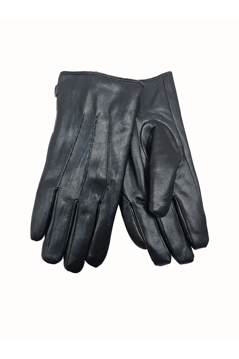 Рукавиці чоловічі з екошкіри з декором три смужки 11 Чорний 