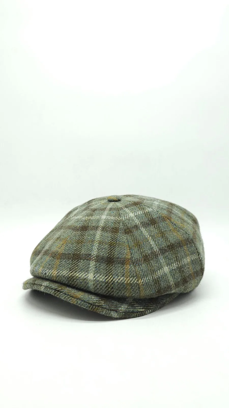 Кепка восьмиклинка вовняна в кольорову клітинку Heritage Fortune 55 Оливковий 