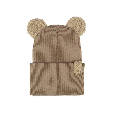 Шапка вязаная двошаровая с ушками Teddy с регулируемым отворотом Милк Talvi 46-52 Бежевый 16273