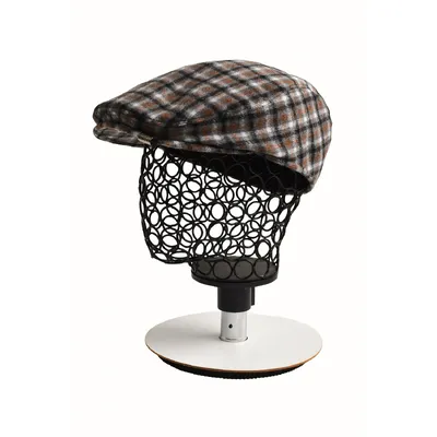 Кепка пряма реглан кашемірова в клітинку KENT&AVER 56-57 Чорно-рудий 8100